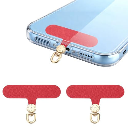uxcell Rotating Phone Lanyard Tab Ultra-Thin No-Adhesive Phone Tether Patch - color: Gold Dial, Red Patch