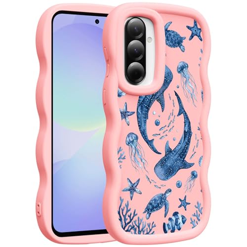 for Galaxy A36 Phone Case, Wavy Soft TPU, Pink-Marine | Wavy Frame Design, Soft Slim TPU, Full Camera Lens Protection, Shockproof Phone Cover - color: Pink-Marine, size: Samsung A36
