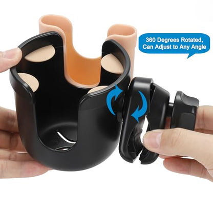 Accmor Wheelchair Cup Holder with Phone Holder, ﻿Universal 360° Rotatable Walker Cup Holder Rollator Scooter Accessory - color: Lotus Pink
