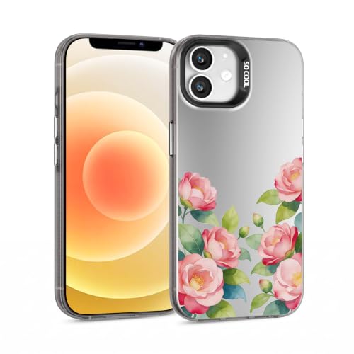 for iPhone 12/12 Pro Case, TPU, Drop Protection, Camellia | Matte Silver Back, Shockproof, Fade-resistant, Anti-yellow, Lens Protection, Precise Cutout, Slim grip, Watercolor Camellia - color: Camellia, size: iPhone 12/12 Pro