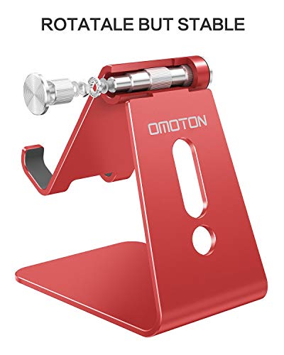 OMOTON C2 Adjustable Aluminum Cell Phone Stand with Charging Cutout, Red - color: Red
