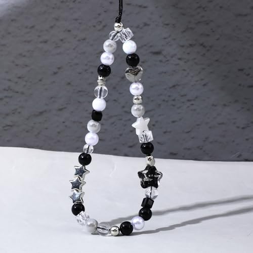 2PCS Beaded Camera Wrist Strap, Cool Black Star Phone Lanyard