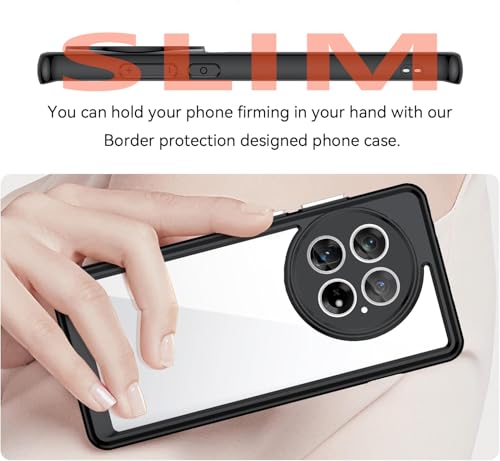 Case for OnePlus 13 5G(2024),[Hard PC Back+ Soft TPU Bumper] Slim Fit Shockproof Protective Cover Silicone Phone Case for OnePlus 13, Clear Black