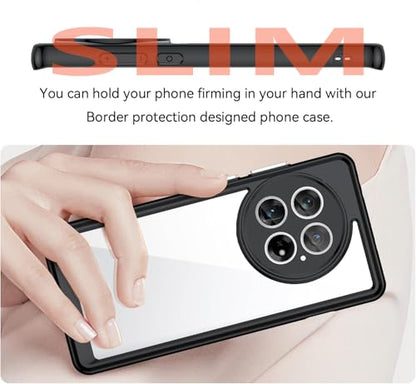 Case for OnePlus 13 5G(2024),[Hard PC Back+ Soft TPU Bumper] Slim Fit Shockproof Protective Cover Silicone Phone Case for OnePlus 13, Clear Black
