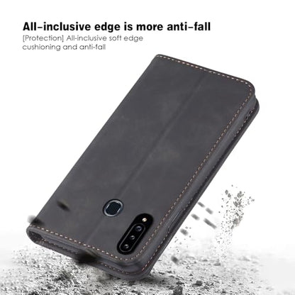 Asuwish Flip Wallet Phone Case for Samsung Galaxy A20s with Tempered Glass Screen Protector Magnetic Closure Folio Cover Credit Card Holder Slot Stand Cell Accessories A 20s Plus A207M Women Black - color: Black