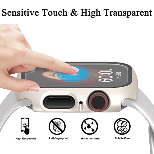 [12 Pack] Case Compatible with Apple Watch Series 9 8 7 41mm with Tempered Glass Screen Protector, Full Coverage Bumper Hard PC Protective Cover for iWatch Series 9/8/7 41mm Accessories | Ultra-Thin HD Tempered Glass Screen Protector Cover Scratch Resista