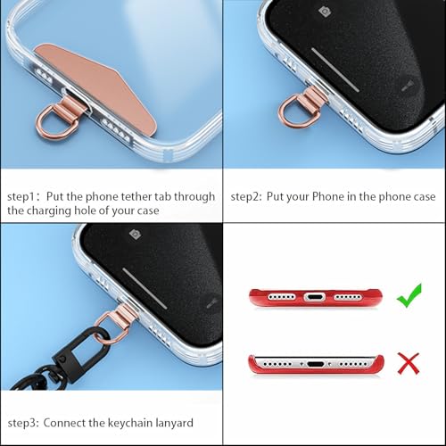 TENOC Metal Phone Tether Tab, 2Pcs, Rose Gold - color: Rose Gold