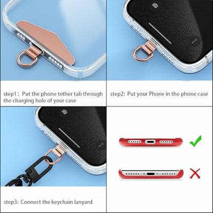 TENOC Metal Phone Tether Tab, 2Pcs, Rose Gold - color: Rose Gold