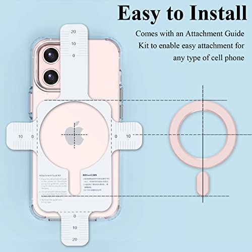 Universal MagSafe Ring, 2 PCS Magnet Sticker Magnetic Adapter Ring - color: Pink