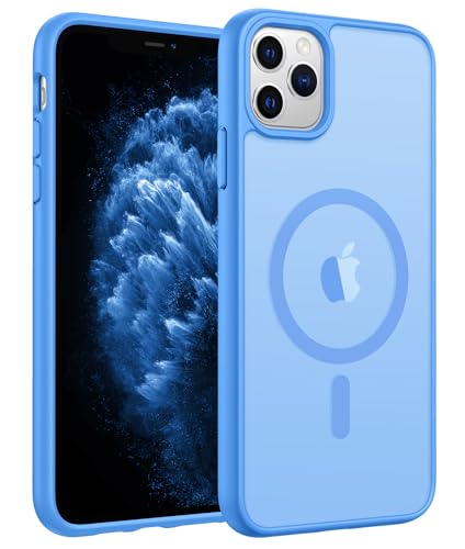 FNTCASE for iPhone 11 Pro Case, Fit for Magsafe, Translucent Matte Back | Magnetic Phone Cases, 14FT Military Grade Drop Protection, Shockproof Bumper, Slim Protective Cover, Ice Blue - color: Ice Blue, size: Iphone 11 Pro (5.8 Inch)