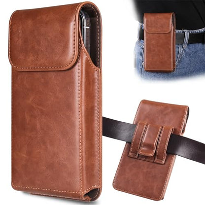 Holster for iPhone 17 Pro Max 16 Pro Max 15 Pro Max 14 Pro Max 13 Pro Max Air 16 Plus 15 Plus 14 Plus, Premium Leather Pouch with Belt Clip Phone Holster Belt Case, Brown -L - color: Brown, size: Large