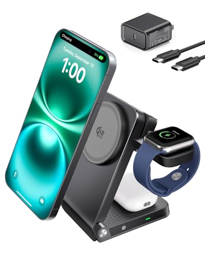 3-in-1 Foldable Wireless Charging Station, 25W Fast Charge + 45W Adapter