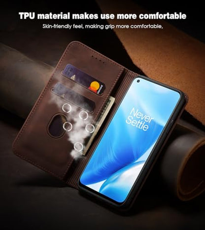Asuwish Flip Wallet Phone Case for OnePlus Nord N200 5G with Screen Protector Magnetic Closure Folio Cover Credit Card Holder Slot Stand One Plus N 200 G5 1 Plus 200N 1plus One+ 1+ N2005G 2021 Coffee - color: Coffee