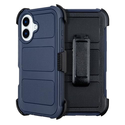 Defender for Phone case iPhone 16 Case with Belt Clip Heavy Duty Black | Military Grade Drop iPhone16 Protective Case, Shockproof Rugged Cover for iPhone 16 Cases Kickstand Blue 6.1 inch - color: Navy Blue