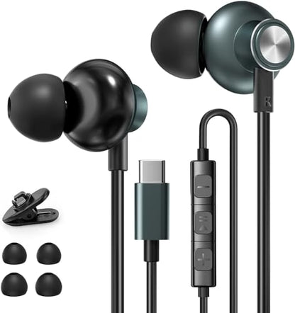 USB C Headphones for iPhone 15 Earbuds HiFi Stereo Type C Wired Earphones with Mic & Remote Control Noise Cancelling for iPhone 16 pro, iPad Pro, Galaxy S23/S22/S21/S20/Ultra Note 10/20