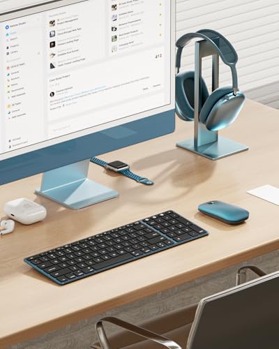seenda SKM64-2 Bluetooth Keyboard and Mouse Combo for Mac, MacBook and iPad - color: Black & Blue