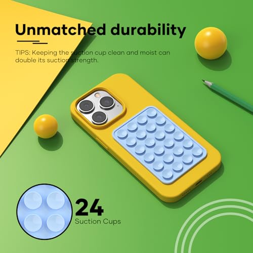 Silicone Phone Sticky Grip, Suction Phone Case Mount for iPhone and Android, Hands-Free Sticky Cell Phone Grip, Mobile Fidget Mirror Holder for Selfies and Videos - color: Baby Blue