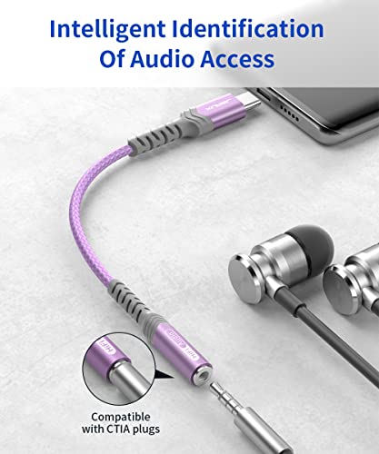JSAUX USB C to 3.5mm AUX Audio Adapter for iPhone 18 Pro Max, Purple - color: Purple, size: 1 x 0.6ft