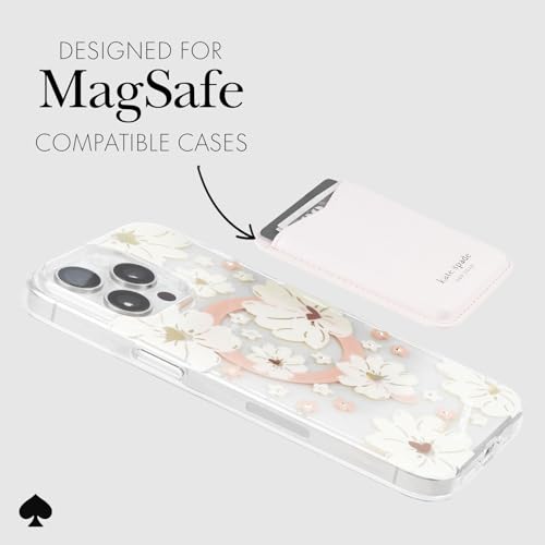 kate spade new york Magnetic Card Holder/Wallet - Pale Dogwood | Stylish Phone Wallet - Compatible w/MagSafe Phones & Cases -Detachable MagSafe Wallet for iPhone 17 Pro Max/16/15/14/Pixel 10 - color: Pale Dogwood
