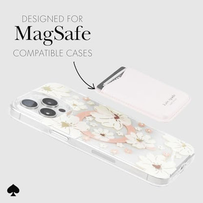 kate spade new york Magnetic Card Holder/Wallet - Pale Dogwood | Stylish Phone Wallet - Compatible w/MagSafe Phones & Cases -Detachable MagSafe Wallet for iPhone 17 Pro Max/16/15/14/Pixel 10 - color: Pale Dogwood
