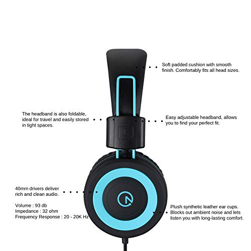 noot products K11 Kids Headphones Wired 3.5mm Jack Stereo Tangle-Free Black - color: Black