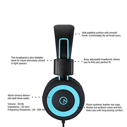 noot products K11 Kids Headphones Wired 3.5mm Jack Stereo Tangle-Free Black - color: Black