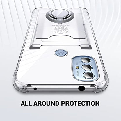 Shields Up for Moto G Play 2023 Case, Moto G Power 2022 Case, Minimalist Wallet Case with Card Holder & Ring Stand, Drop Protection Slim - Clear | Minimalist Wallet Case, 3 Card Slots, 360° Rotation Ring Stand/Kickstand, Drop Protection Protective Cover -