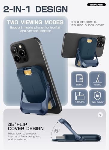 SUPCASE for MagSafe Wallet with Stand, Hold 6 Cards, Midnight Blue - color: Midnight Blue