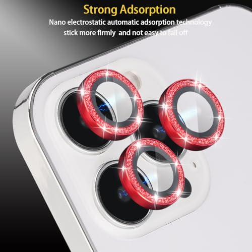 Camera Lens Protector for iPhone 16 Pro/16 Pro Max, Glitter Red - color: Glitter Red
