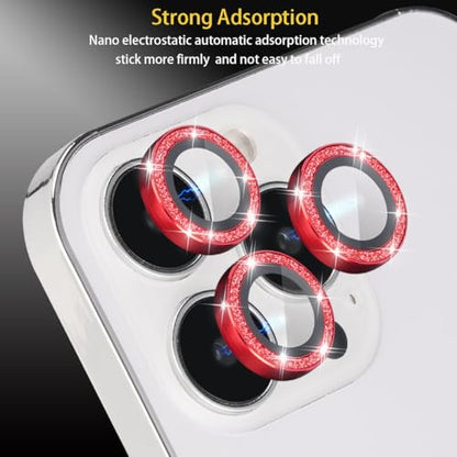 Camera Lens Protector for iPhone 16 Pro/16 Pro Max, Glitter Red - color: Glitter Red