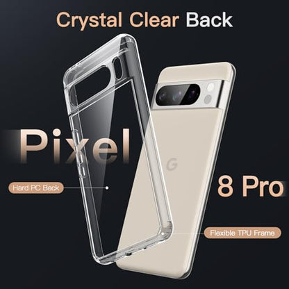 JETech Case for Google Pixel 8 Pro, Anti-Yellowing, Clear | Shockproof Protection, Scratch Resistant Hard PC Back, Durable Transparent TPU Bumper - color: Clear, size: Pixel 8 Pro