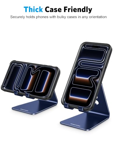 OMOTON C2 Adjustable Cell Phone Stand with Charging Cutout, Navy Blue - color: Navy Blue