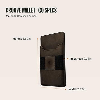 Groove Life Groove Wallet Go, Brown Leather Attachment Card Holder for Men - color: Brown