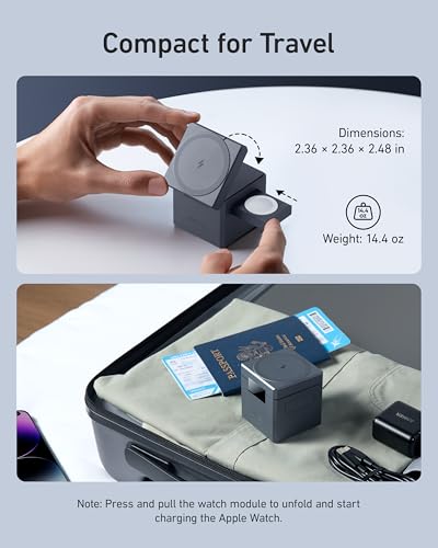 Anker 3-in-1 Cube MagSafe Compatible 15W Foldable Charging Station - color: Phantom Gray