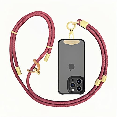 Cell Phone Lanyard,Adjustable Shoulder Crossbody Lanyard,Detachable Length Wrist Lanyard - color: Wine Red