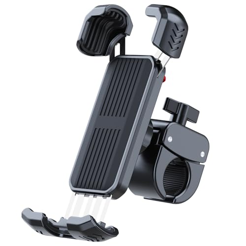 Bicycle Phone Holder - Universal Motorcycle Handlebar Mount, Adjustable for iPhone Samsung & Smartphones, Easy Installation for Road Mountain Bikes, Electric Scooter & Stroller