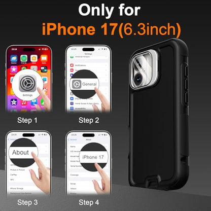 Follaroma Magnetic for iPhone 17 Case with Camera Stand, Black, 6.3" | Built-in Glass Camera Cover,Compatible with MagSafe,Heavy Duty Shockproof Protective,Military-Grade Anti-DropDual Layer Cover - color: Black, size: iPhone 17 6.3''