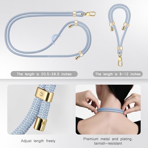 UKON Cell Phone Lanyard,Crossbody Lanyard Premium Metal Buckle Phone Charms with 2 X Phone Patch (Blue) - color: Blue