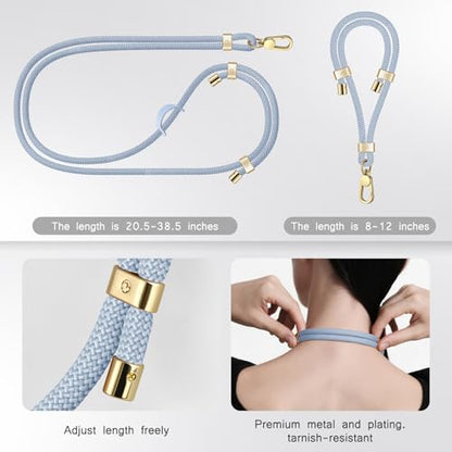 UKON Cell Phone Lanyard,Crossbody Lanyard Premium Metal Buckle Phone Charms with 2 X Phone Patch (Blue) - color: Blue