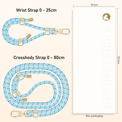 UKON Cell Phone Lanyard,Crossbody Lanyard and Wrist Strap Premium Metal Buckle Phone Charms with 2 X Clear Patch Compatible with All Smartphone(LightBlue) - color: Lightblue