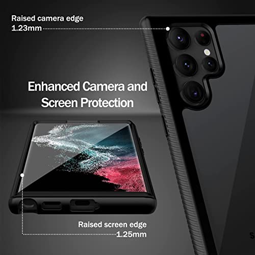 Compatible with Samsung Galaxy S22 Ultra Case, Built in Screen Protector Full Body Shockproof Slim Fit Bumper Protective Phone Cover for Samsung S22 Ultra 5G-Black/Clear - size: Samsung S22 Ultra