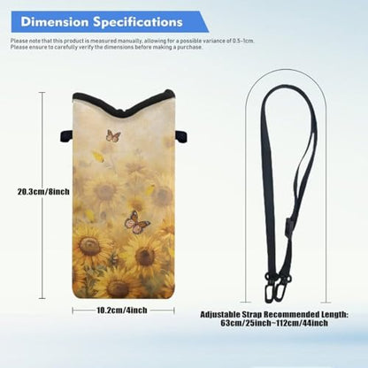 Small Cross Body Bag for Woman Man Cell Phone Crossbody Purse Neoprene Travel Shoulder Handbags for Cellphone, Passport, Keys, Lipstick, Power Bank 8 x 4 inch, Sunflower Butterfly Yellow - color: Sunflower Butterfly Yellow