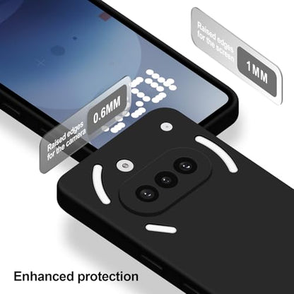 Silicone Case for Nothing Phone 3A, Black | Soft Silicone Silky Touch Easy Clean, Shockproof Slim Phone Cover, Upgraded Camera Protection, Anti-Scratch Microfiber Lining - color: Black, size: Nothing Phone 3A
