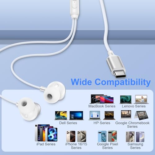 Wired Earbuds for iPhone 17/17 Pro/17 Pro Max/17e/16e/16/16 Pro Max16 Plus - color: White