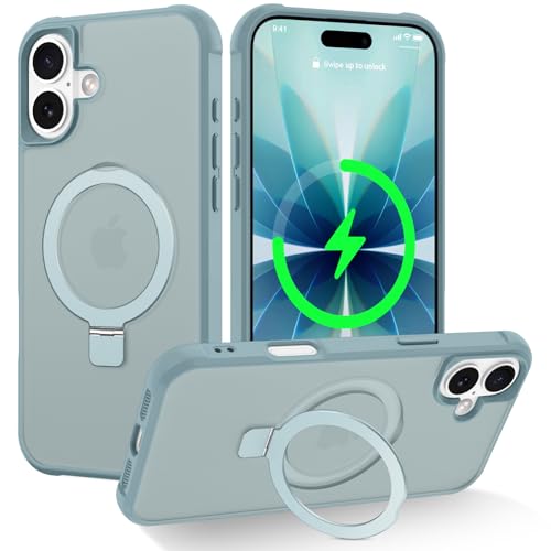CHAOFEnG Magnetic Compatible with iPhone 17 Case with Stand [Military Grade Drop Tested][Compatible with Magnet] Ring Translucent Slim Hard Back Soft Edge, Teal Green - color: Teal Green, size: iPhone 17