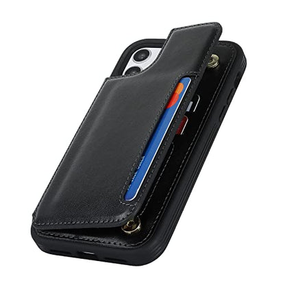 iCoverCase Compatible with iPhone 11 Case with Card Holder, Wallet Phone Case for Women Men RFID Blocking PU Leather Protective Case 6.1 Inch (Black) - color: Black