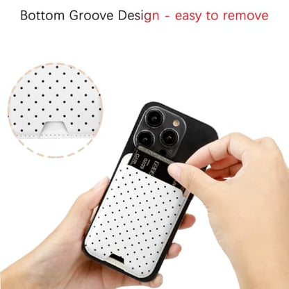 for MagSafe Wallet,Magnetic Card Holder for Phone Case - color: White Polka Dots