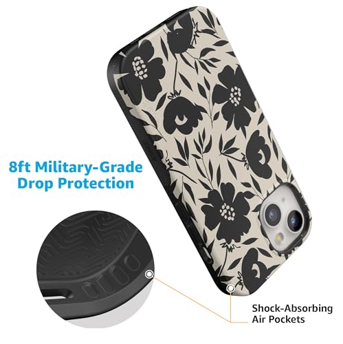 Casely iPhone 15 Plus Case | Dark Fantasy | Contrast Floral | Bold Protective Design | Compatible with MagSafe - color: Dark Fantasy | Contrast Floral
