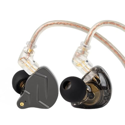 KZ ZSN Pro in Ear Monitor Headphones, 1BA 1DD Hybrid Driver Wired Gaming Earbuds, Deep Bass Sound Wired Ear buds, HiFi IEM for Gaming Music Video Calling Singer Musician Drummer DJ (without mic, Gray) - color: Gray, style: without mic