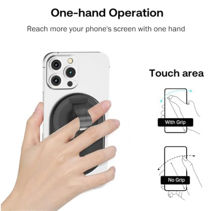 Magnetic Finger Phone Grip for MagSafe Stand, Phone Grip Strap Holder,Clear